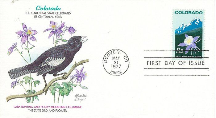 Lot 90: Colorado State Bird and Flower FDC