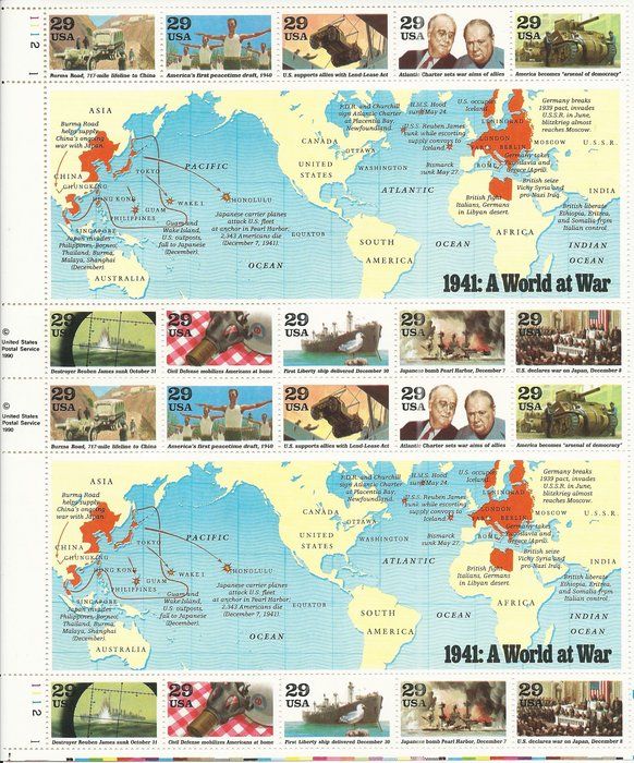 Lot 94: 1941 WWII A World At War Stamps