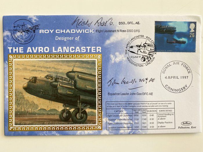 Lot 95: WWII The Avro Lancaster R.A.F. Signed Commemorative Cover