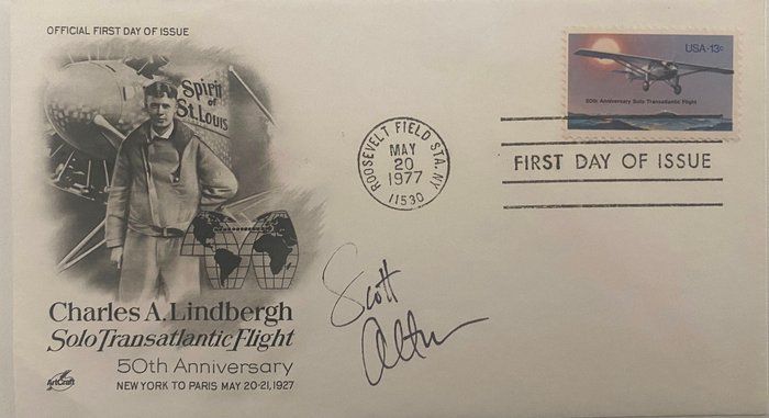 Lot 99: Astronaut Scott Altman signed Solo Transatlantic Flight 50th Anniversary cover