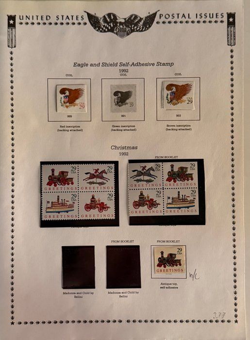 Lot 128: 1998 U.S. Eagle & Shield and Christmas Stamp Collection