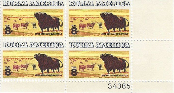 Lot 141: Rural America Angus Cattle Plate Block