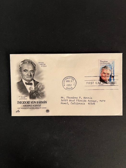 Lot 142: Theodore Von Karman Aerospace First Day Cover