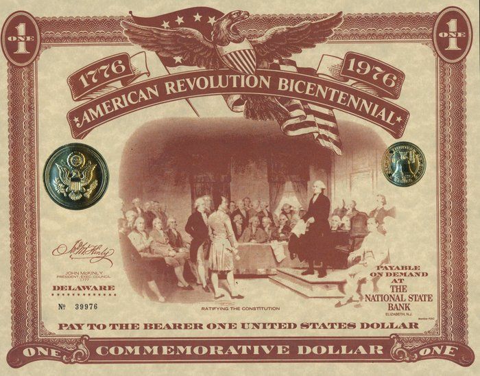Lot 171: American Revolution Bicentennial Commemorative One Dollar Certificate, Delaware