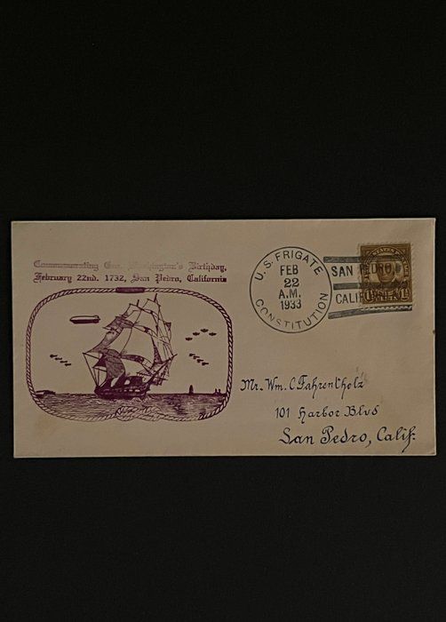 Lot 174: 1933 San Pedro California First Day Cover