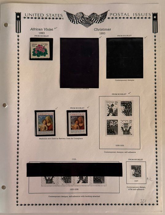 Lot 203: 1998 U.S. Christmas & African Violet Stamp Collection