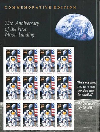 Lot 216: 25th Anniversary Moon Landing Stamps