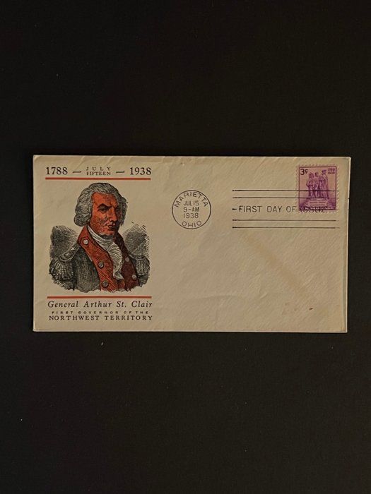 Lot 256: 1938 General Arthur St. Clair Ohio First Day Cover