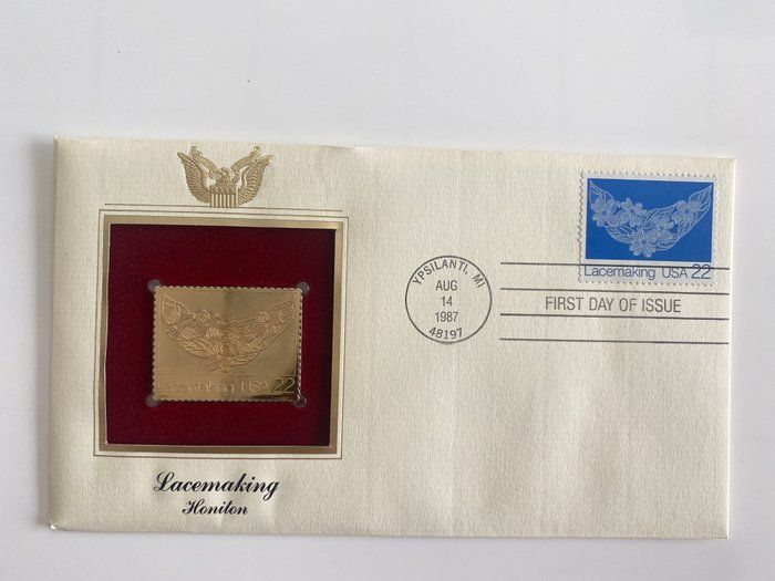 Lot 264: Lacemaking Honiton Gold Stamp Replica First Day Cover