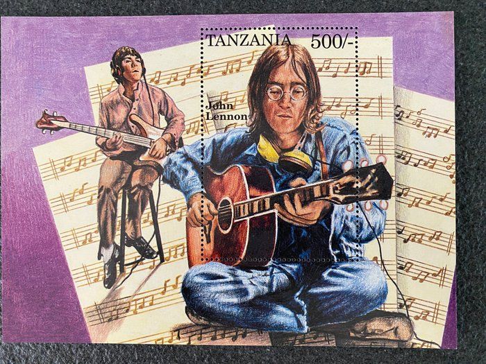 Lot 272: 1995 John Lennon commemorative souvenir stamp sheet