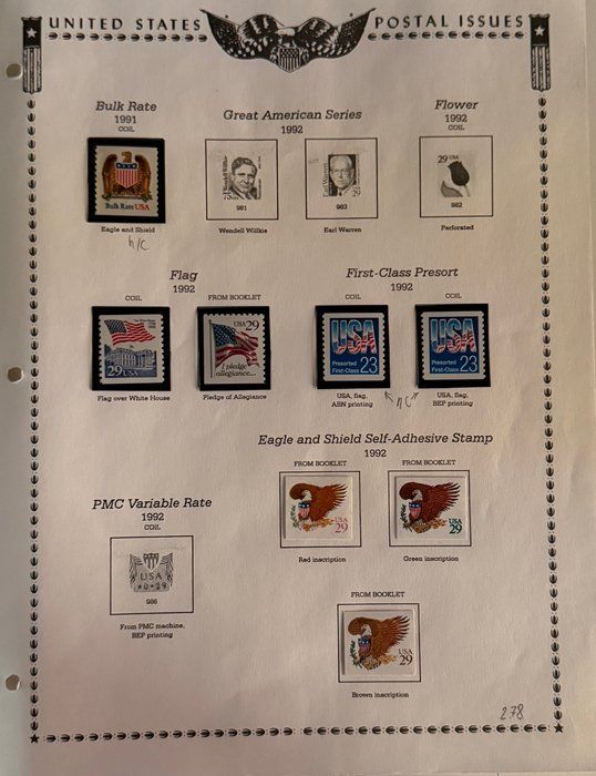 Lot 275: 1998 U.S. Postal Issues Collection – Flag, Great Americans & Self-Adhesives