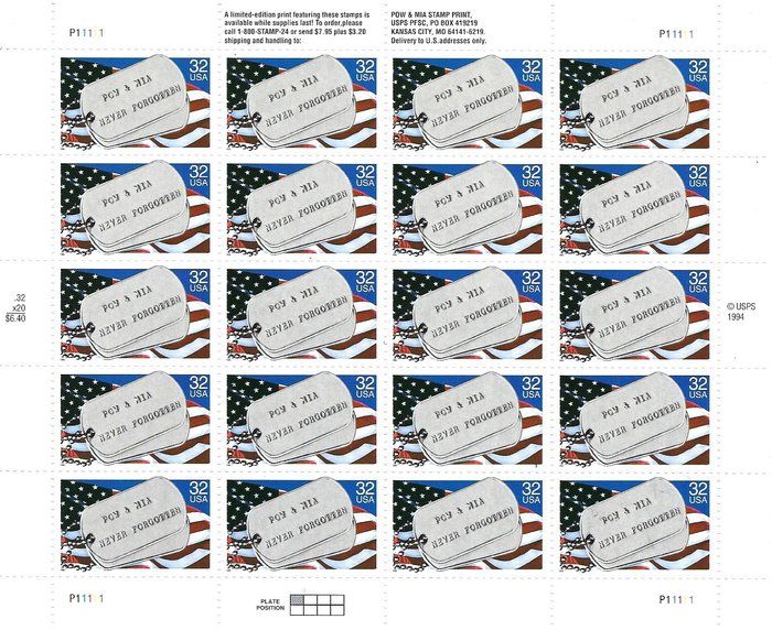 Lot 286: POW & MIA Stamps