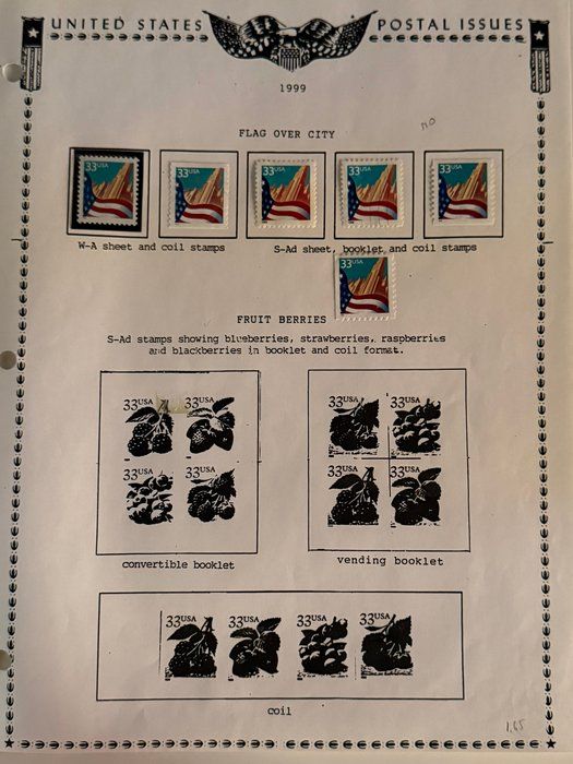 Lot 288: 1999 U.S. Flag Over City & Fruit Series Stamp Booklet Collection