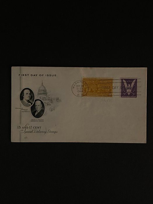 Lot 291: 1945 Benjamin Franklin and Frank Walker First Day Cover