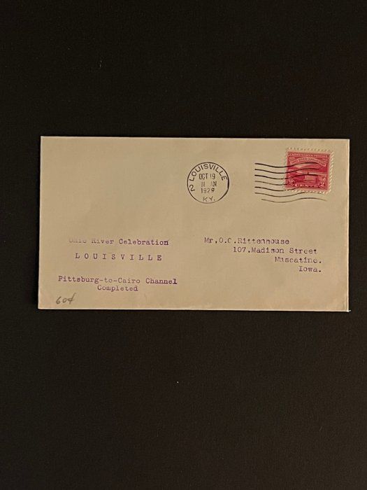 Lot 301: 1929 Louisville Kentucky First Day Cover