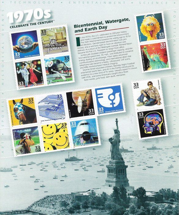 Lot 302: 1970s Celebrate the Century Stamp Sheet