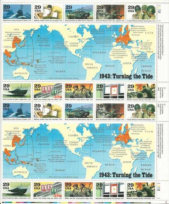 Lot 306: WW II 1943 Turning The Tide Stamps