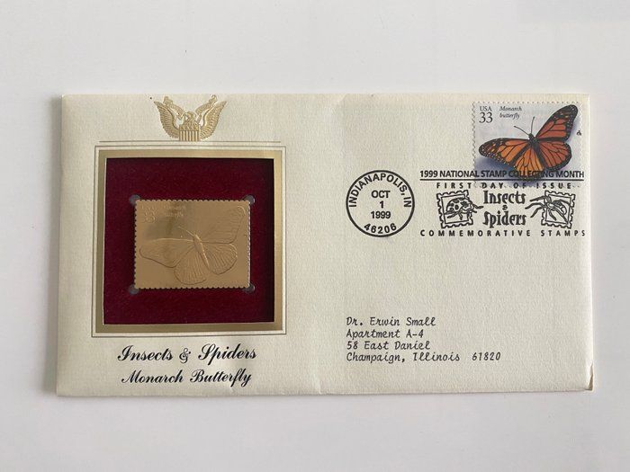 Lot 321: Insects & Spiders Monarch Butterfly Gold Stamp Replica First Day Cover