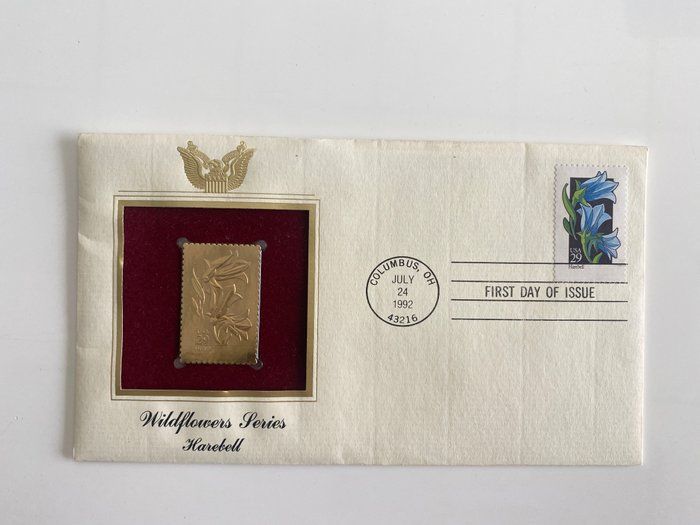 Lot 325: Wildflower Series Harebell Gold Stamp Replica First Day Cover