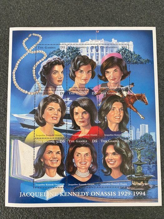 Lot 332: 1996 portraits of Jacqueline Kennedy Onassis stamp sheet