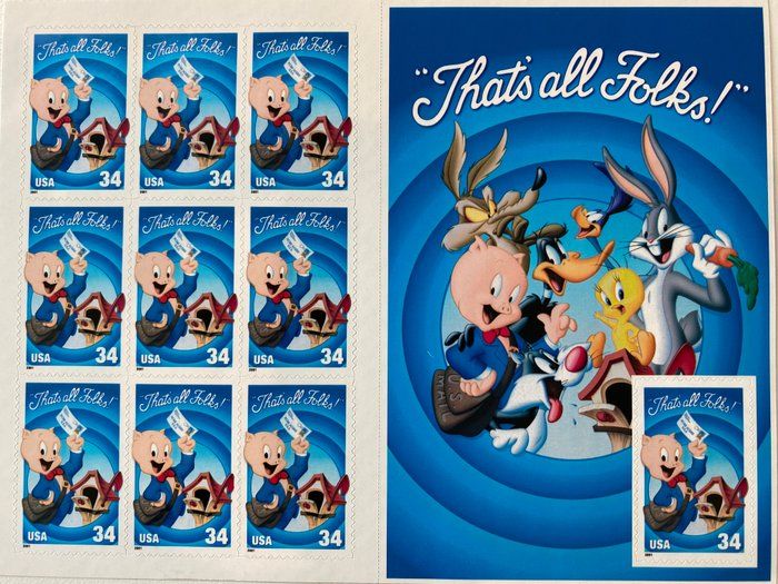 Lot 335: Looney Tunes Porky Pig stamps