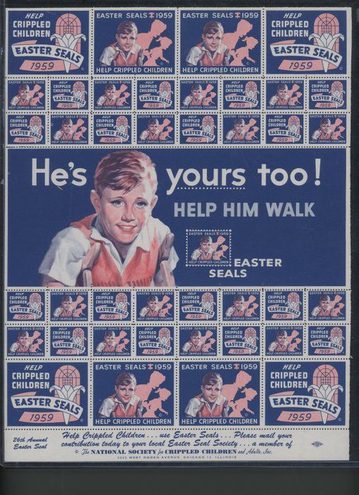 Lot 364: Easter Seals Stamp Sheet