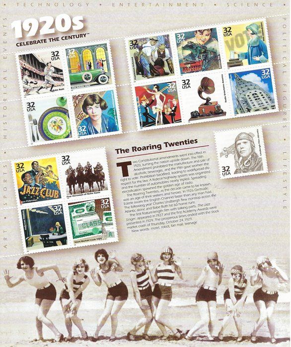 Lot 370: 1920s Celebrate the Century Stamp Sheet