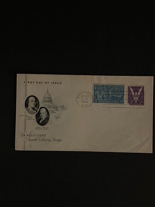 Lot 372: 1945 Benjamin Franklin and Frank Walker First Day Cover