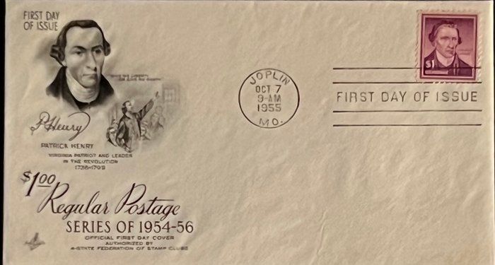 Lot 376: 1955 FDC Patrick Henry envelope