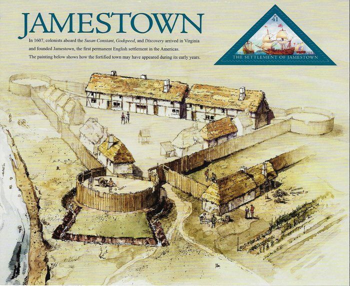 Lot 381: The Settlement of Jamestown Stamps (side 1)