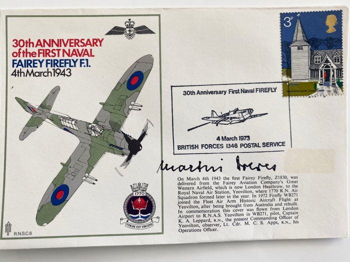 Lot 391: WWII 30th Anniversary First Naval Fairey Firefly  Signed Commemorative Cover