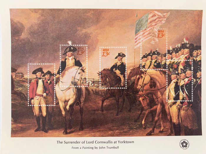 Lot 395: 1976 Bicentennial Souvenir Stamp Sheet: The Surrender of Lord Cornwallis At Yorktown