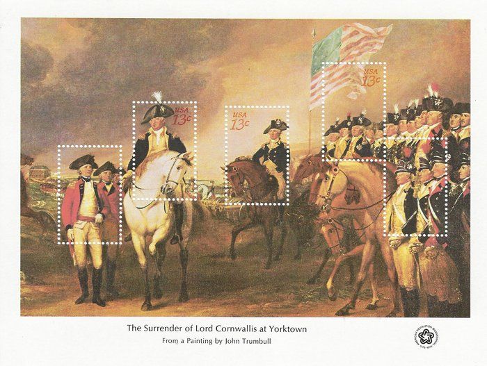 Lot 401: The Surrender of Lord Cornwallis At Yorktown Souvenir Stamp Sheet