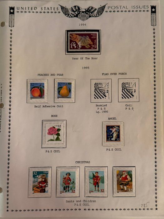 Lot 408: 1994 U.S. Postal Issues Collection – Year of the Dog, Fruit & Christmas
