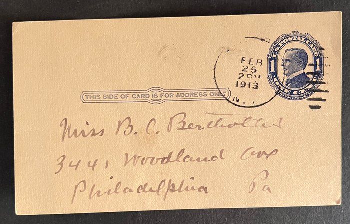 Lot 410: United States 1913 post card