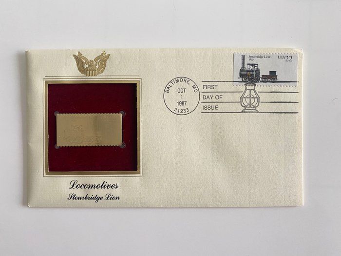Lot 431: Locomotives: Stourbridge Lion Gold Stamp Replica First Day Cover