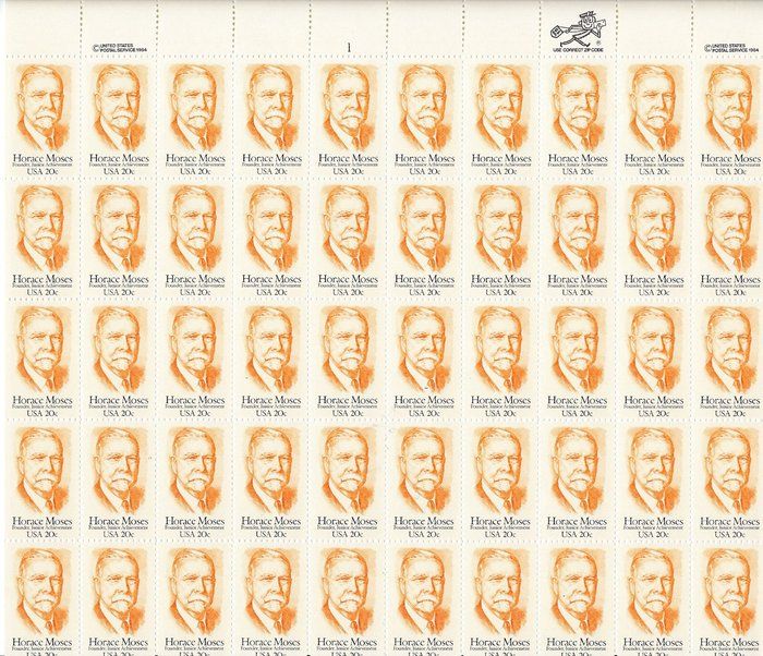 Lot 443: Horace Moses USA Stamp sheet
