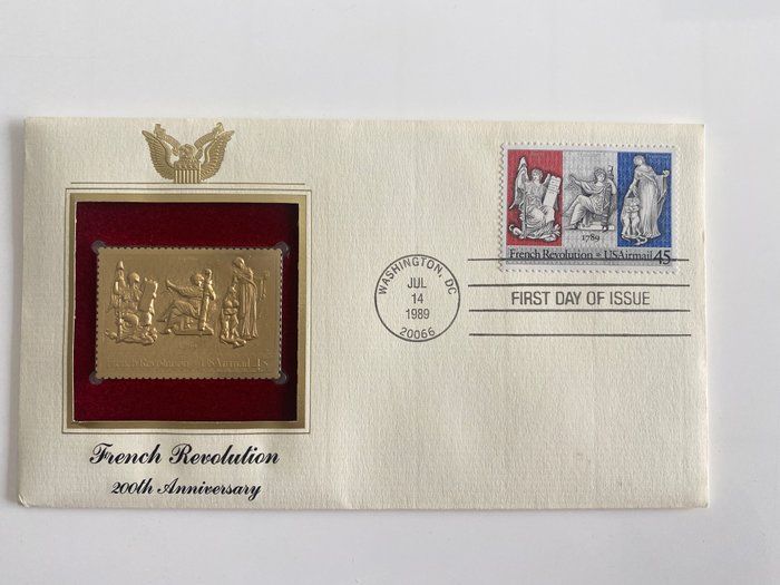 Lot 454: French Revolution 200th Anniversary Gold Stamp Replica First Day Cover