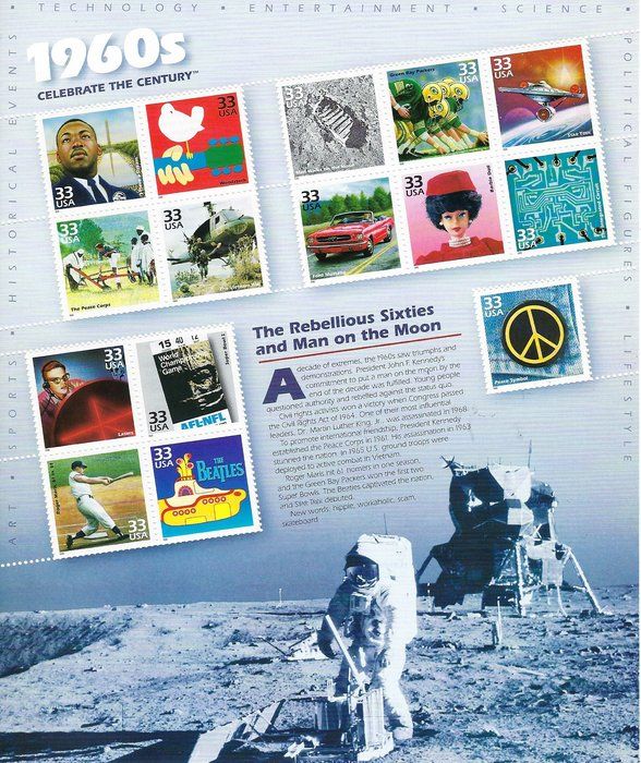 Lot 467: 1960s Celebrate the Century Stamp Sheet