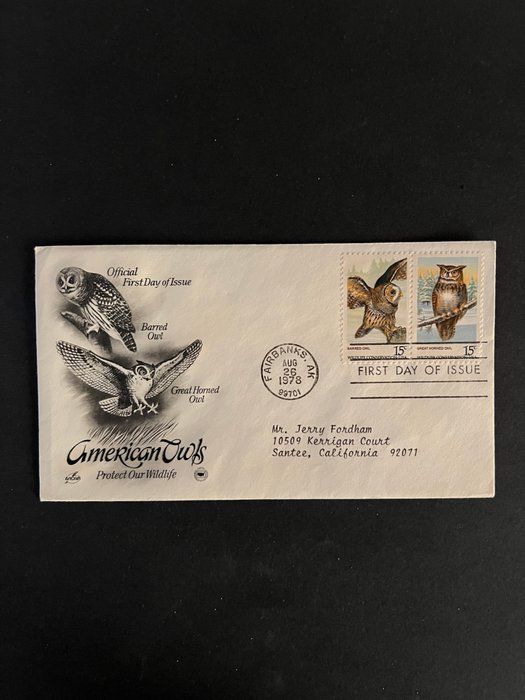 Lot 482: American Owls First Day Cover