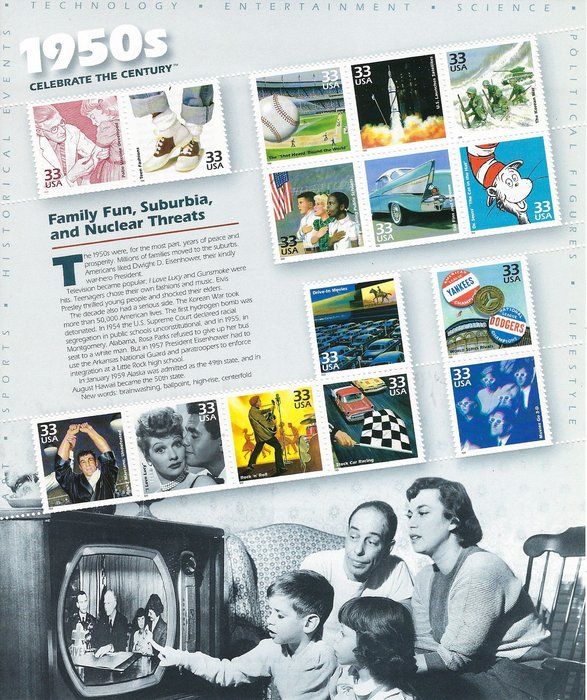 Lot 489: 1950s Celebrate the Century Stamp Sheet