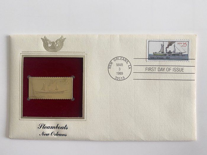 Lot 507: Steamboats New Orleans Gold Stamp Replica First Day Cover