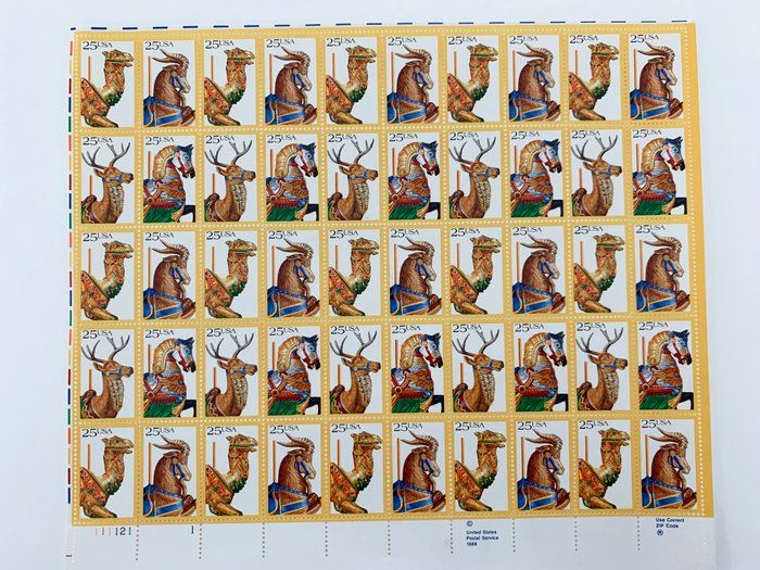 Lot 556: 1988 50x25c Carousel Animal Stamps