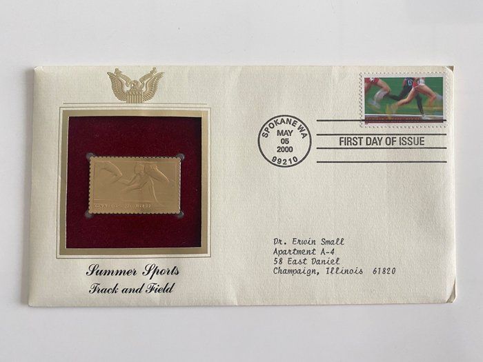 Lot 577: Summer Sports Track and Field Gold Stamp Replica First Day Cover