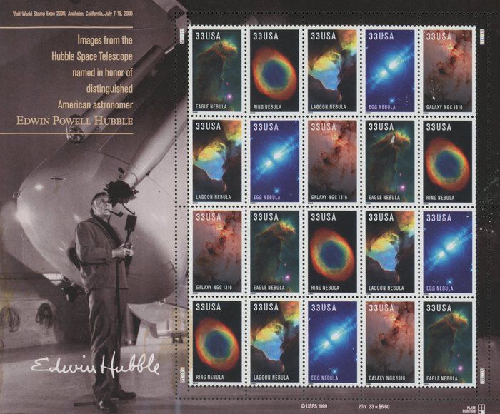 Lot 584: Images from the Hubble Telescope Sheet of 20 Stamps