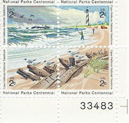 Lot 586: National Parks Centennial: Cape Hatteras National Seashore Plate Block