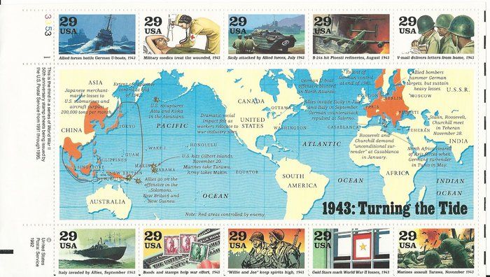 Lot 593: 1943 Turning The Tide Stamps