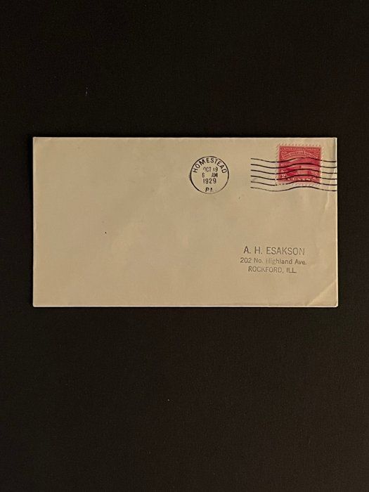 Lot 596: 1929 Homestead Pennsylvania First Day Cover