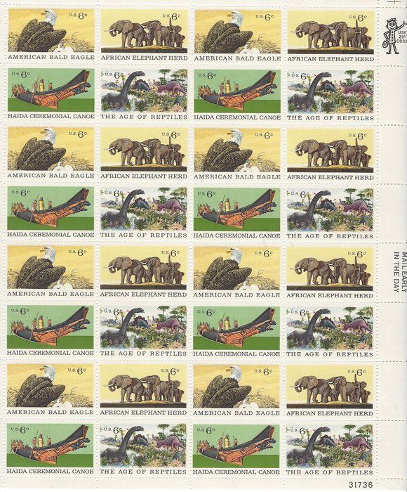 Lot 615: Exotic Wildlife US Stamp sheet