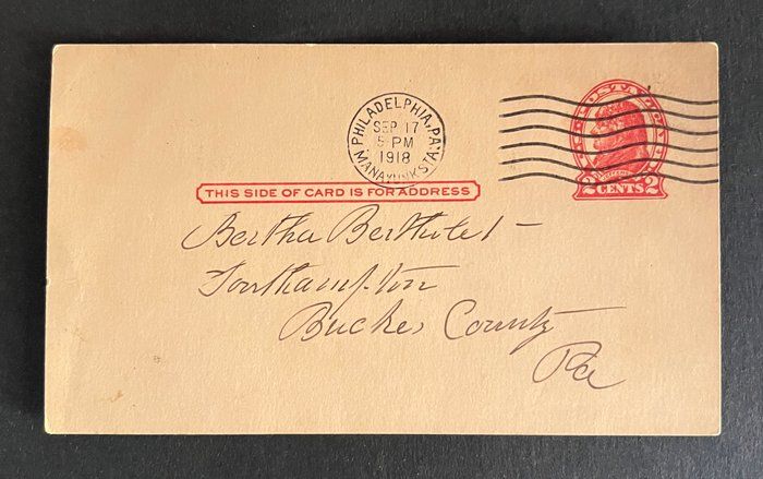 Lot 633: United States 1918 post card
